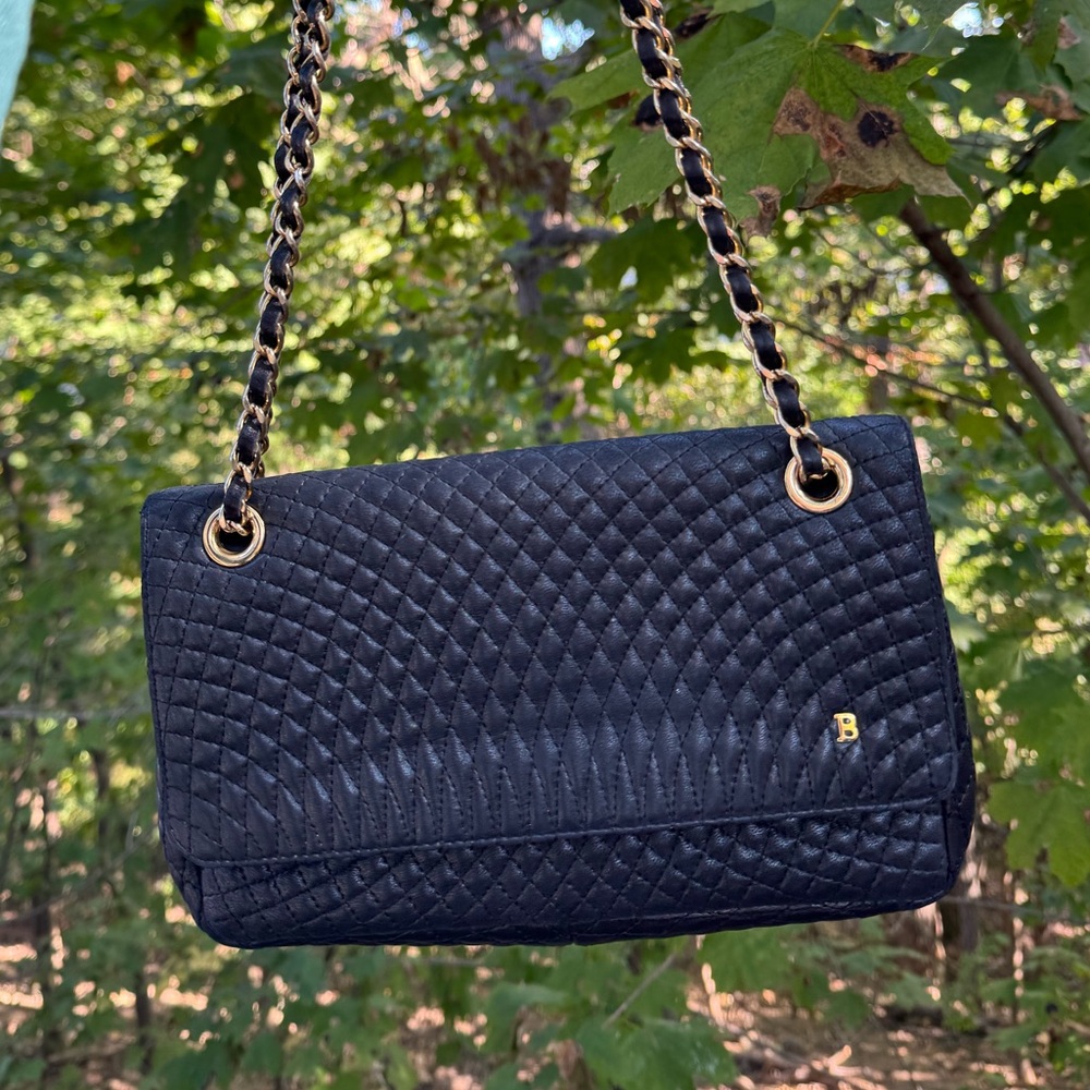 Bally Black Quilted Shoulder Bag with Gold Accents
